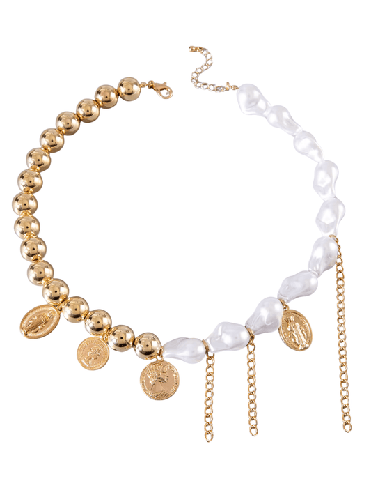 St. Barths Mollie pearl coin necklace with baroque pearls