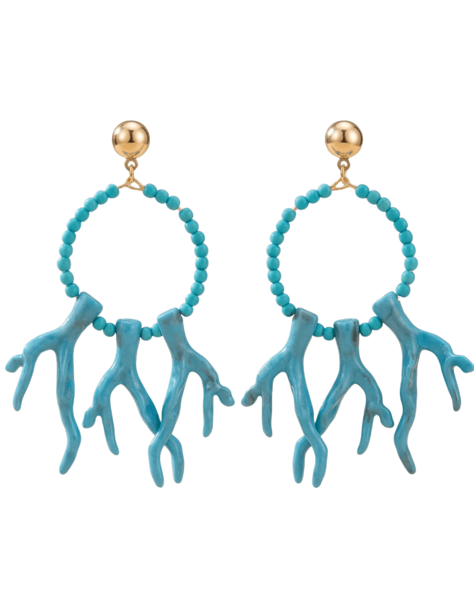 St. Barths La Robe Ophelia Coral Hoop Earrings in turquoise