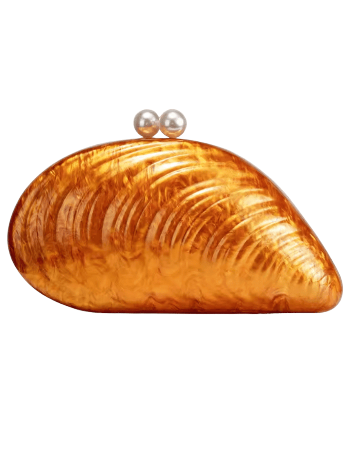 St. Barths La Robe oyster shell crossbody clutch in orange