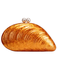 St. Barths La Robe oyster shell crossbody clutch in orange