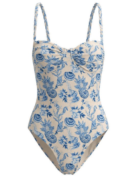 St. Barths La Robe Rebecca one piece swimsuit in coastal toile print