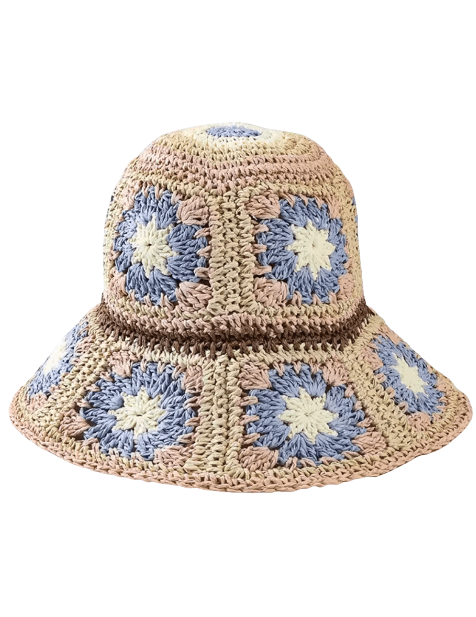 St. Barths Sasa crochet beach hat with floral pattern
