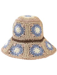 St. Barths Sasa crochet beach hat with floral pattern