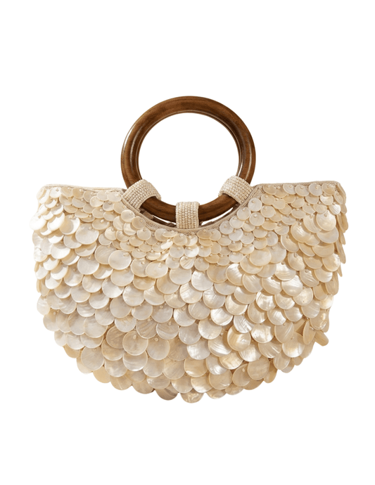 St. Barths La Robe Savannah mini shell bag in ivory half-moon silhouett