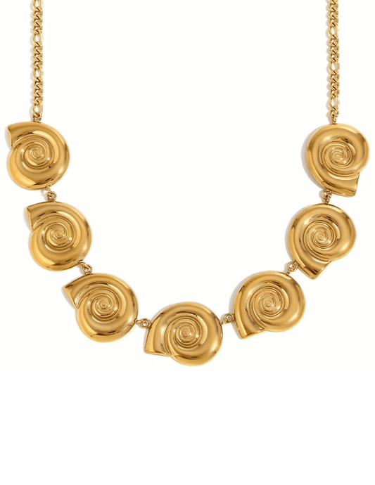 St Barths Saylor gold spiral seashell necklace
