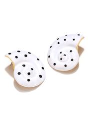 St Barths shell earrings white with black polka dots front view