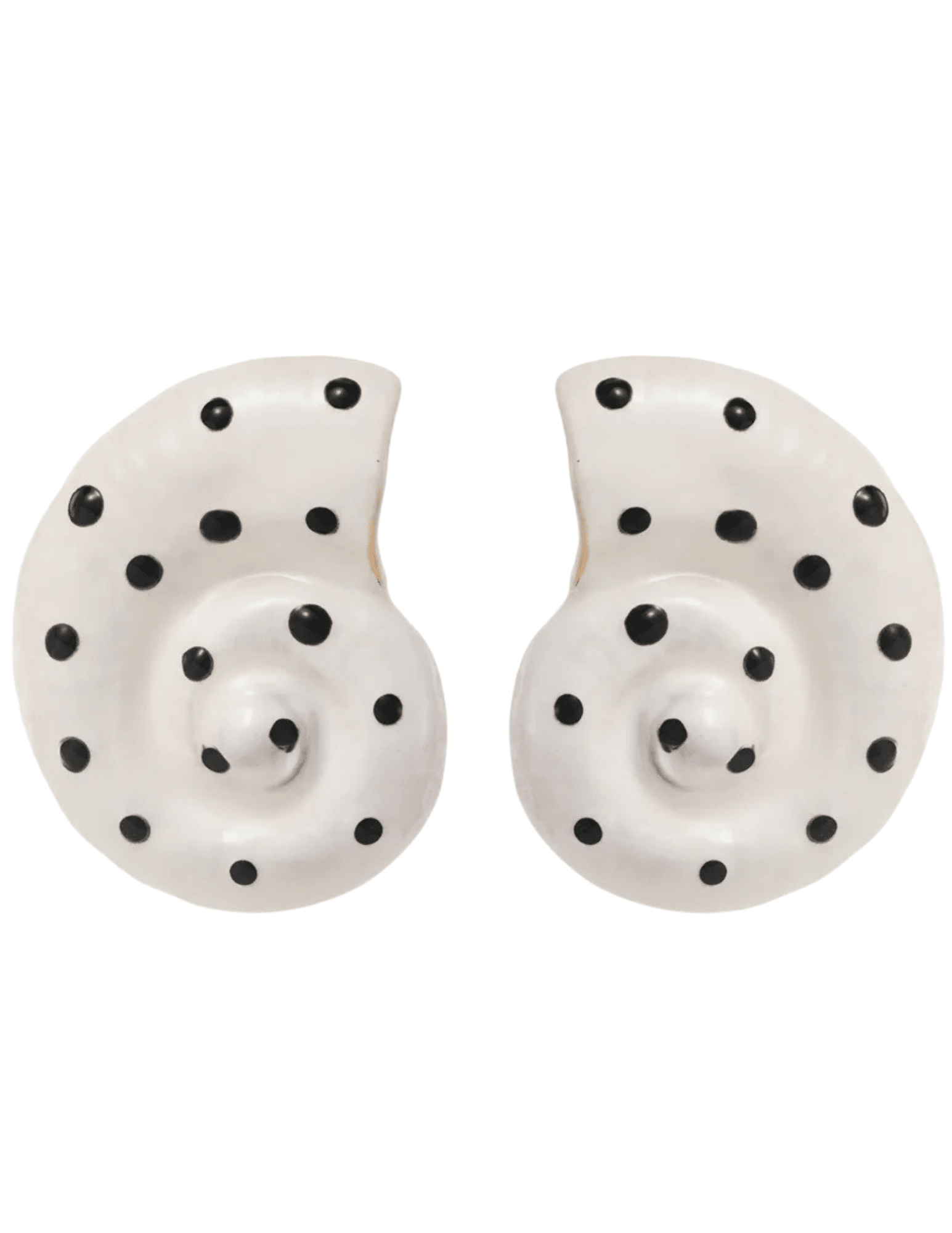 St Barths shell earrings white with black polka dots 