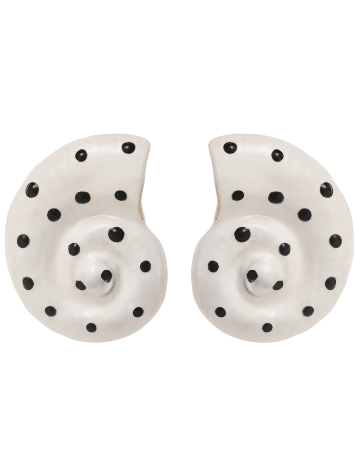St Barths shell earrings white with black polka dots 