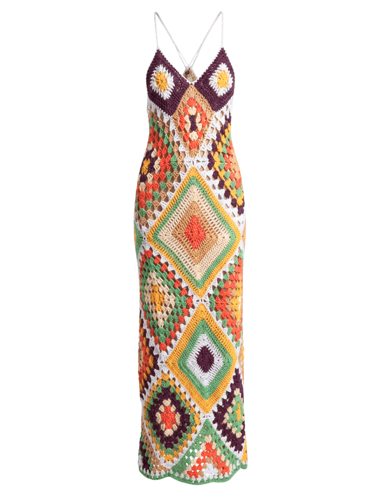 St. Barths Tilly crochet maxi cover-up in purple orange multi