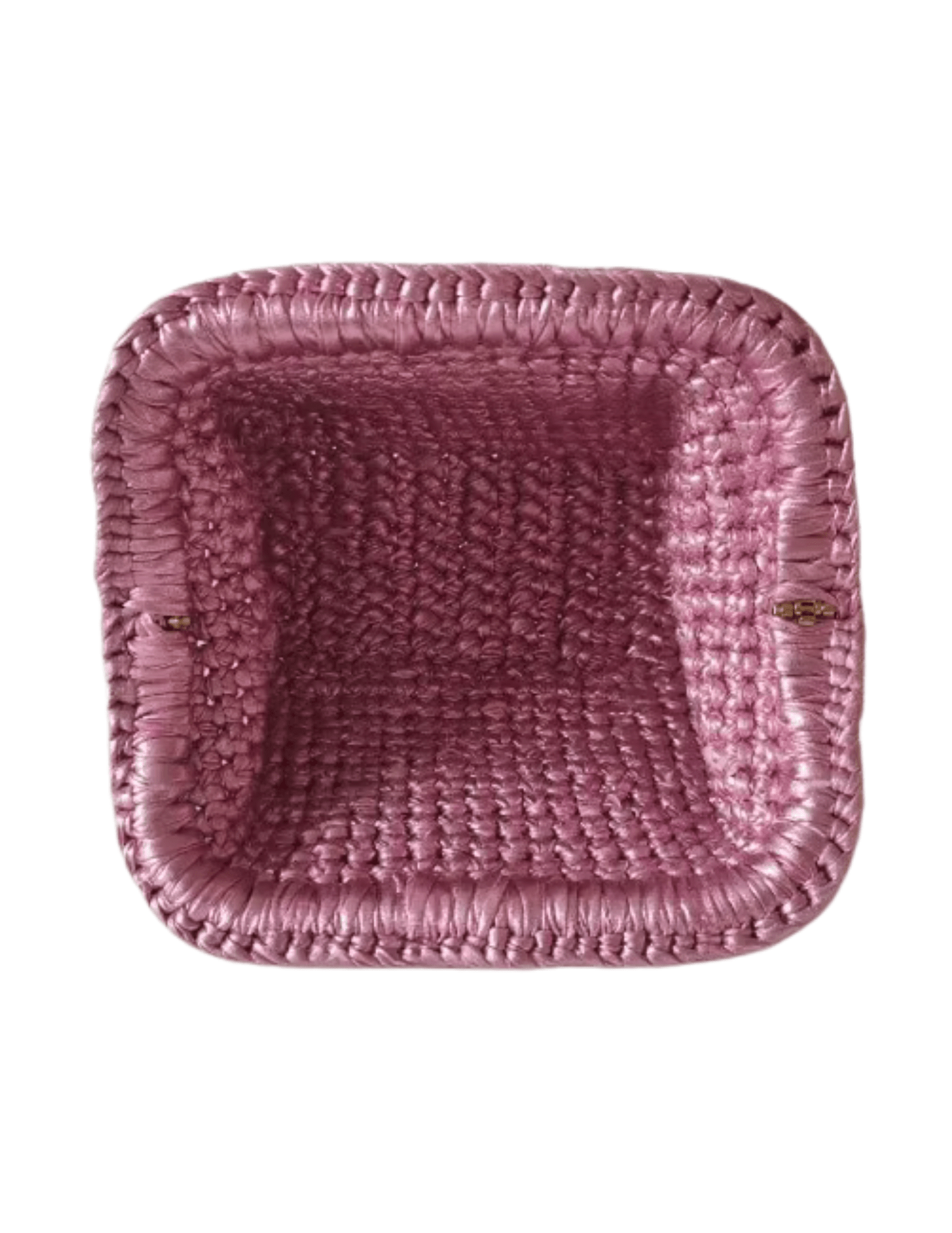 St. Barths Zoe metallic woven clutch in pink open view