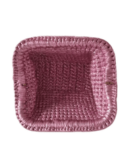 St. Barths Zoe metallic woven clutch in pink open view