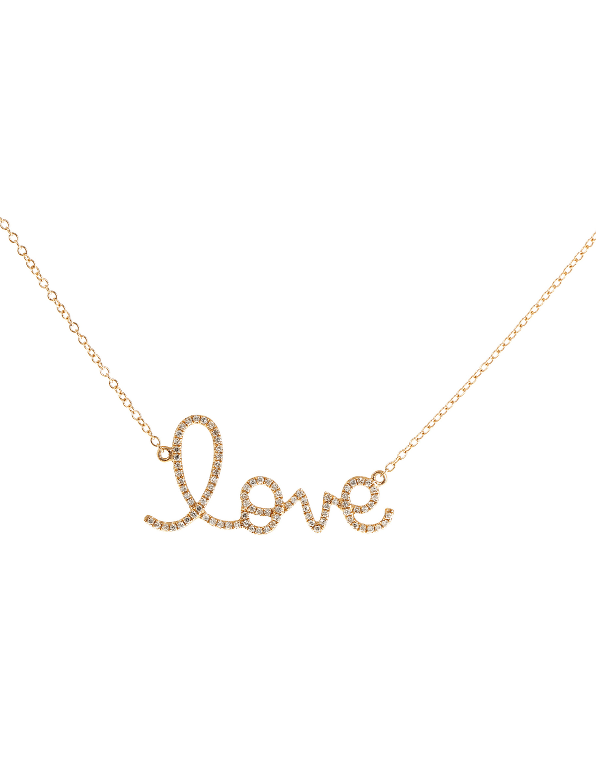 Steven Dann 14K Rose Gold Diamond Love Necklace with pavé diamond script pendant