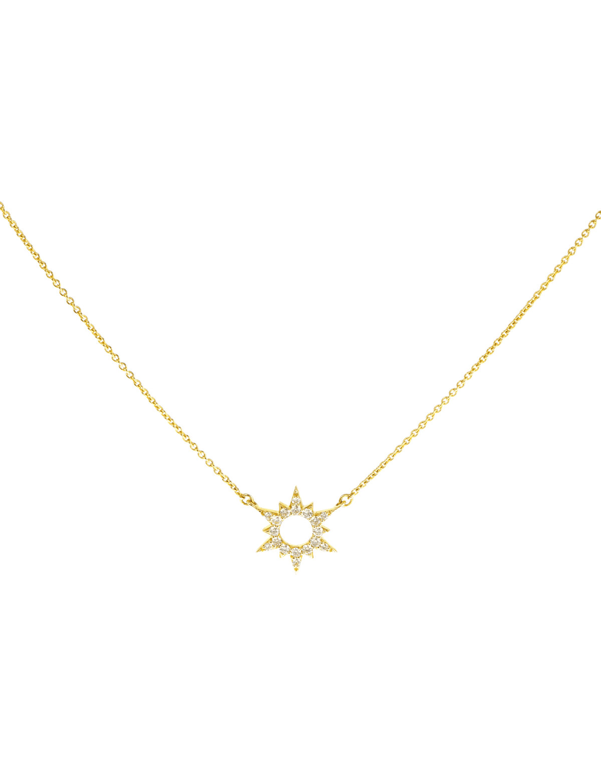 Steven Dann 14K Yellow Gold Diamond Sun Necklace with pavé sunburst pendant