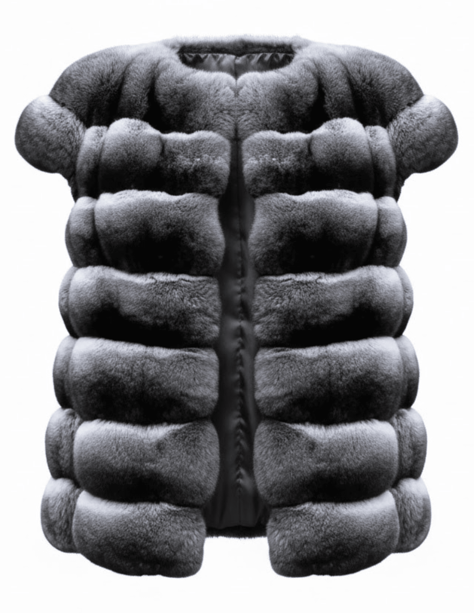 Steven Dann Chrissy Rex Fur Short Sleeve Vest in grey genuine Rex fur