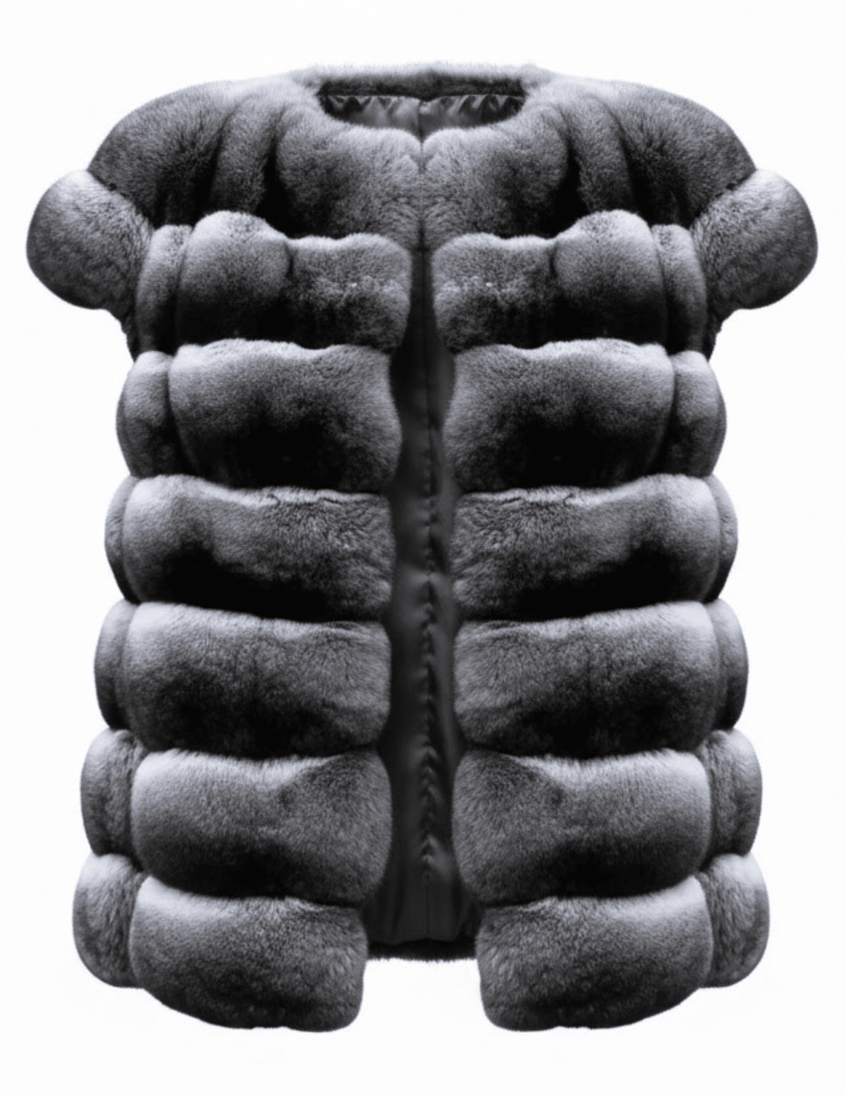 Steven Dann Chrissy Rex Fur Short Sleeve Vest in grey genuine Rex fur