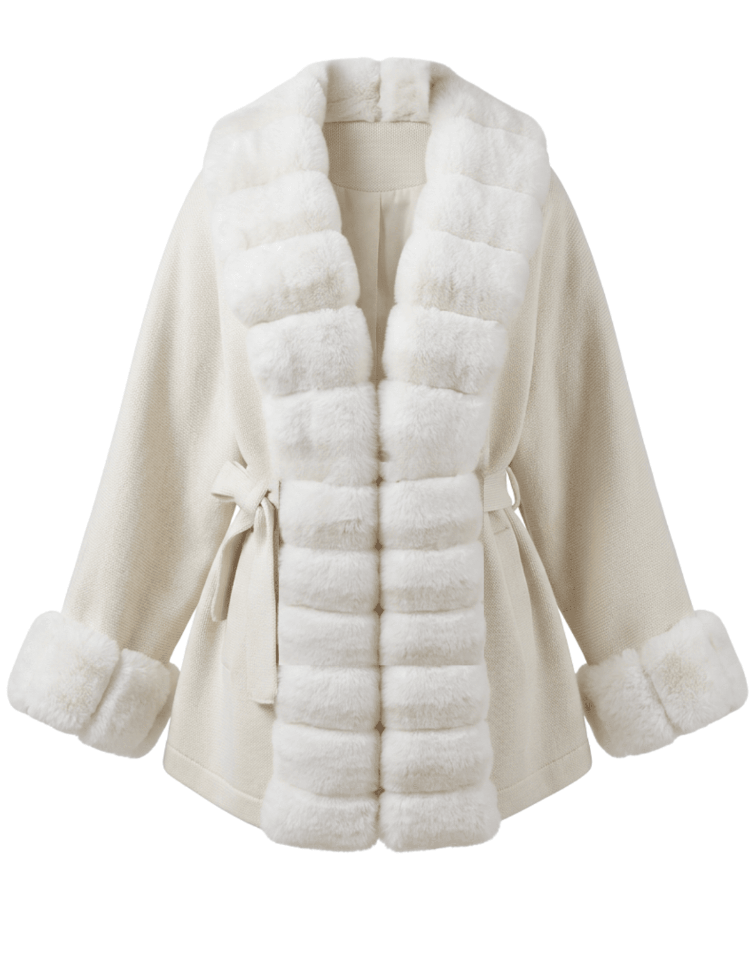 Steven Dann Claire Rex Fur Trim Cardigan in Ivory