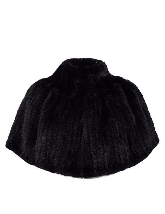 Steven Dann Felicity Turtleneck Mink Shawl Cape in black
