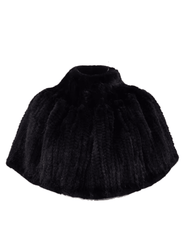 Steven Dann Felicity Turtleneck Mink Shawl Cape in black