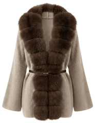 Steven Dann Georgia Fox Collar Cardigan in Oat Sable