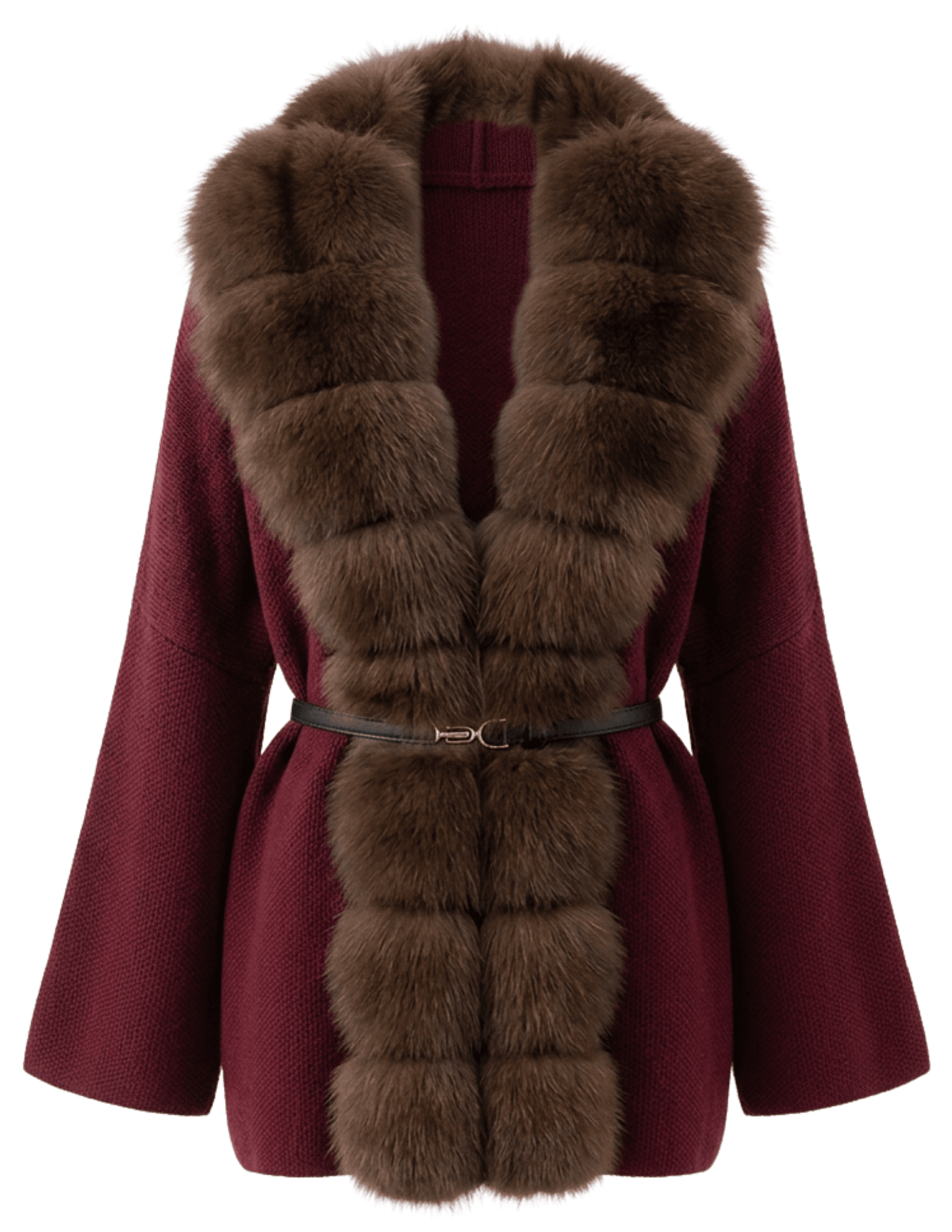 Steven Dann Georgia Fox Collar Cardigan in Wine Red