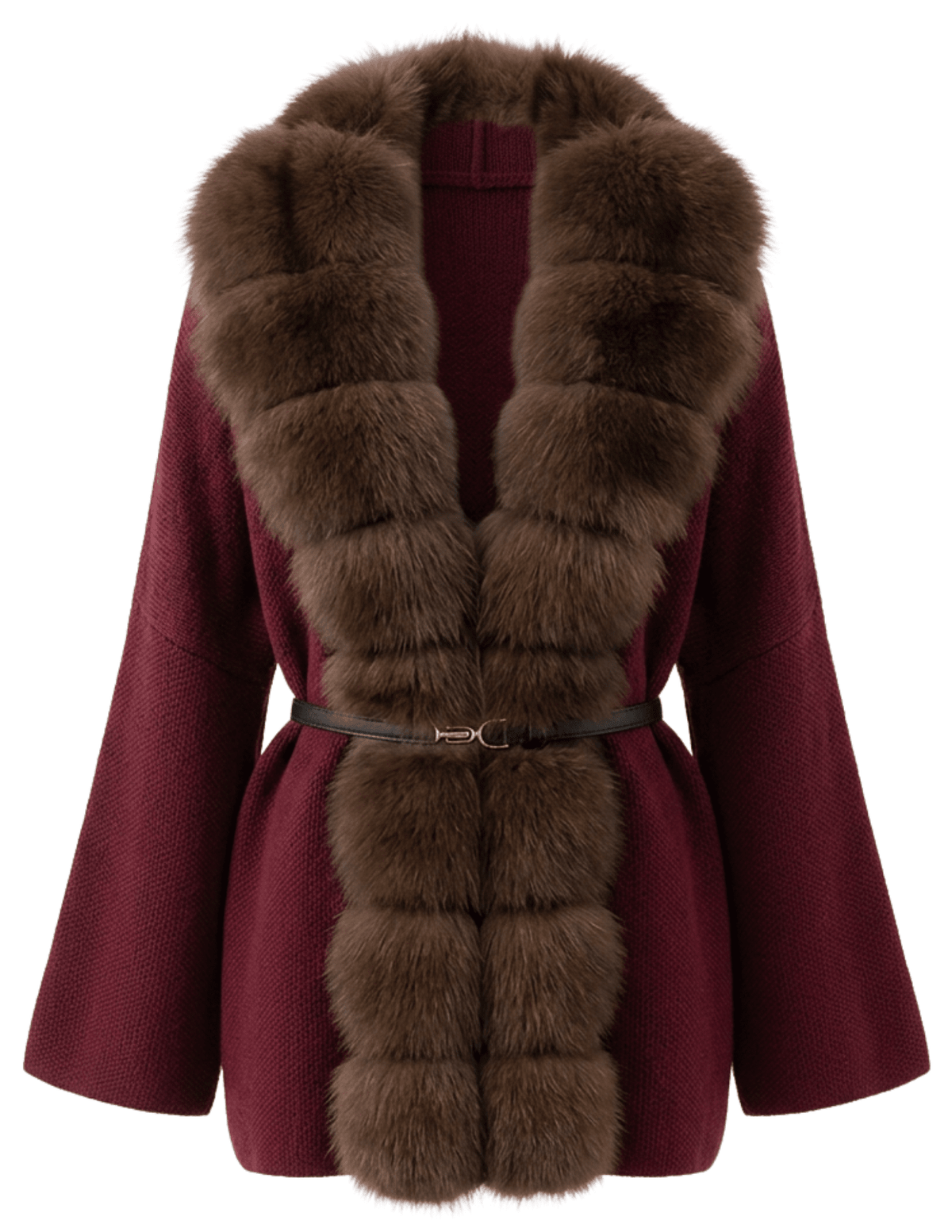 Steven Dann Georgia Fox Collar Cardigan in Wine Red