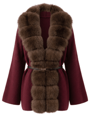 Steven Dann Georgia Fox Collar Cardigan in Wine Red