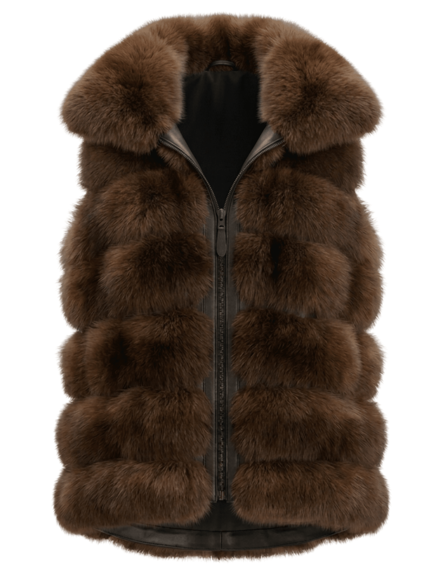 Steven Dann Giana Sable Fox Vest in Sable Brown