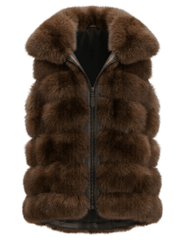 Steven Dann Giana Sable Fox Vest in Sable Brown