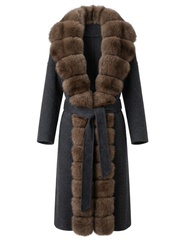 Steven Dann Jasmine Fox Collar Wool Coat in Charcoal