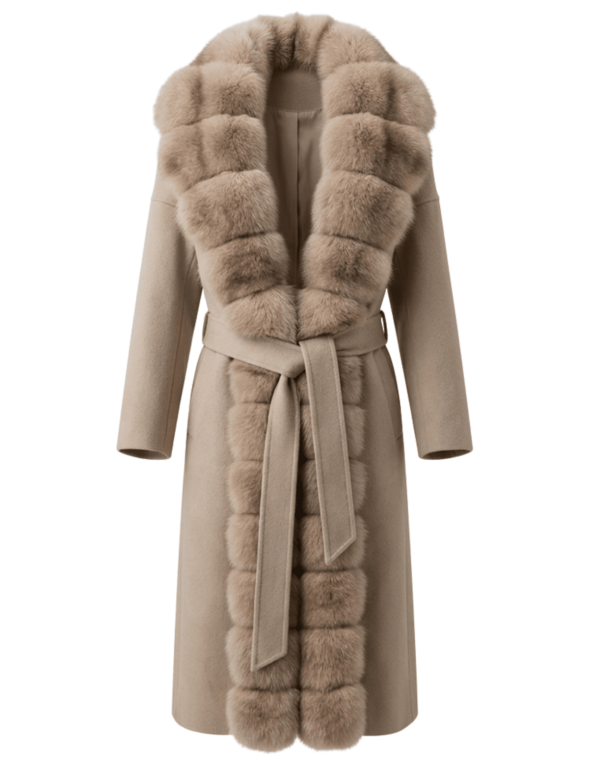 Steven Dann Jasmine Fox Collar Wool Coat in Oat & Natural