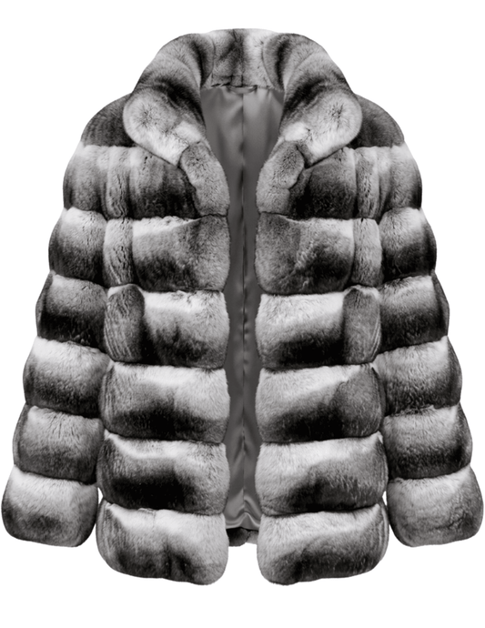 Steven Dann Kinsley Black & Silver Rex Fur Jacket