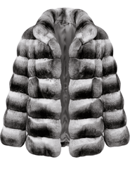 Steven Dann Kinsley Black & Silver Rex Fur Jacket