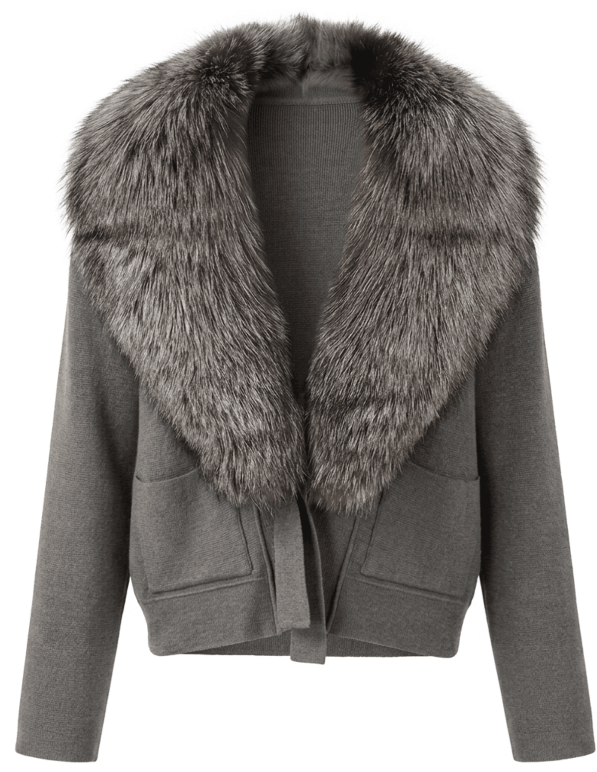Steven Dann Maya Fox Fur Collar Cardigan | Grey & Silver