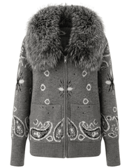 Steven Dann Nora Fox Collar Bandana Sweater in silver
