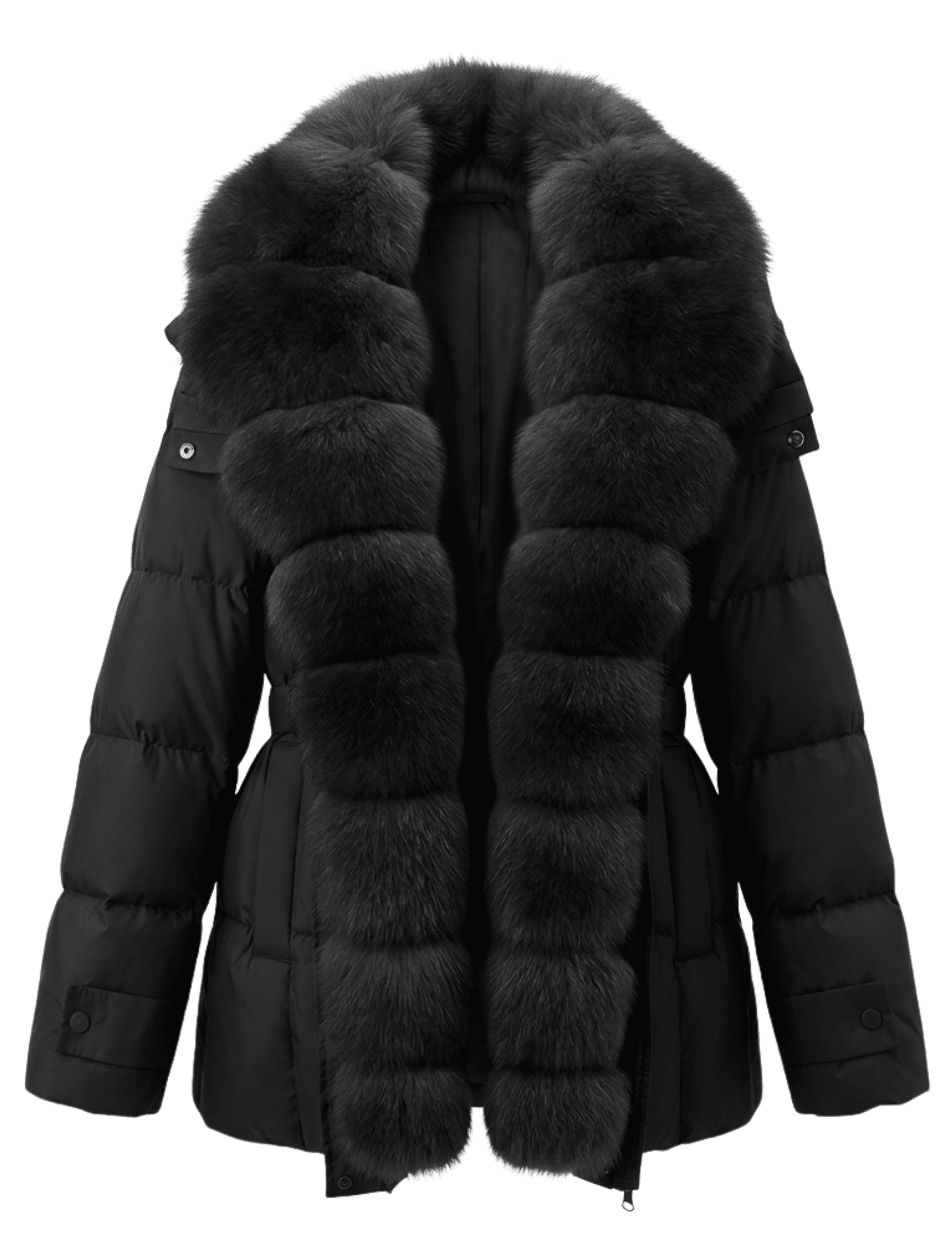 Steven Dann Sophie Fox Down Puffer Coat in Black