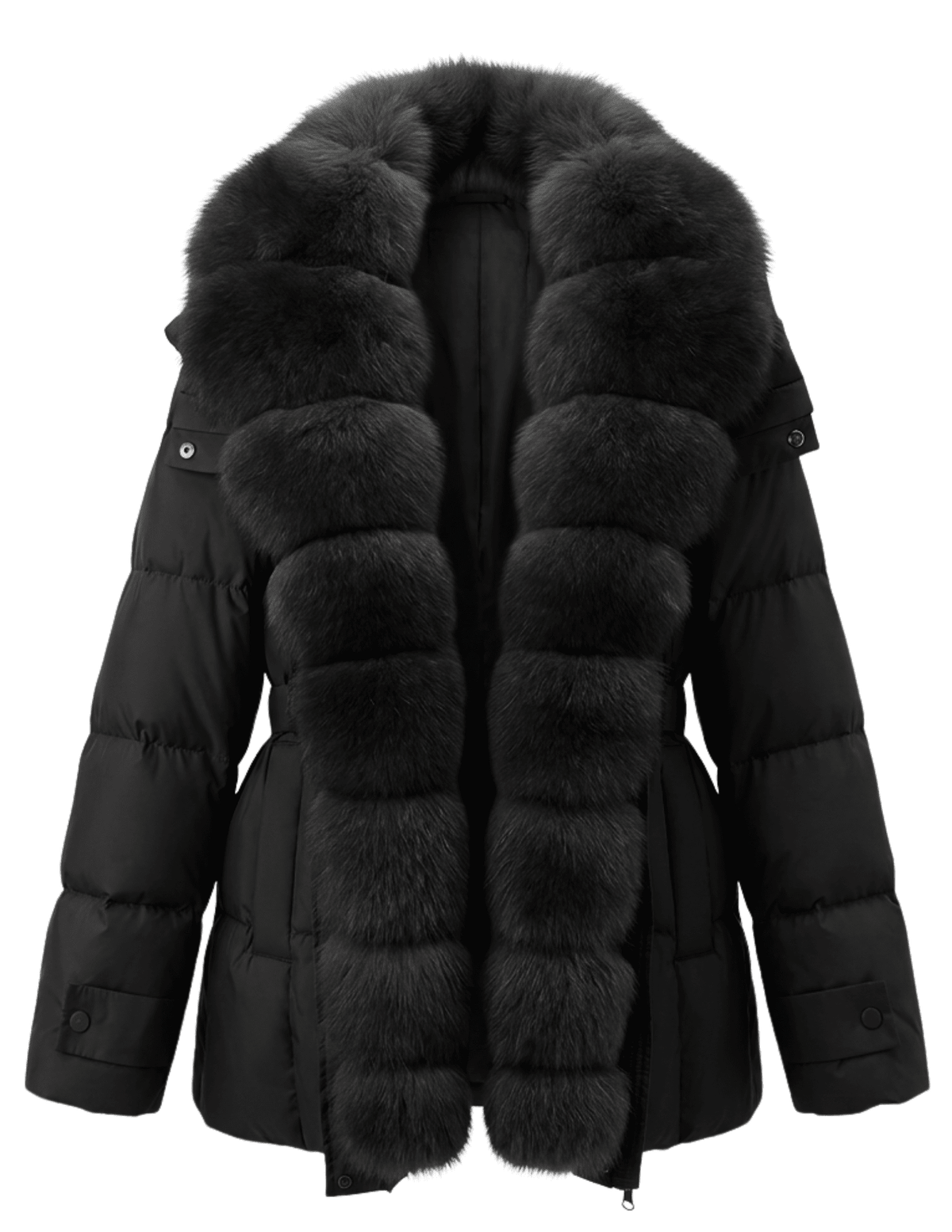 Steven Dann Sophie Fox Down Puffer Coat in Black