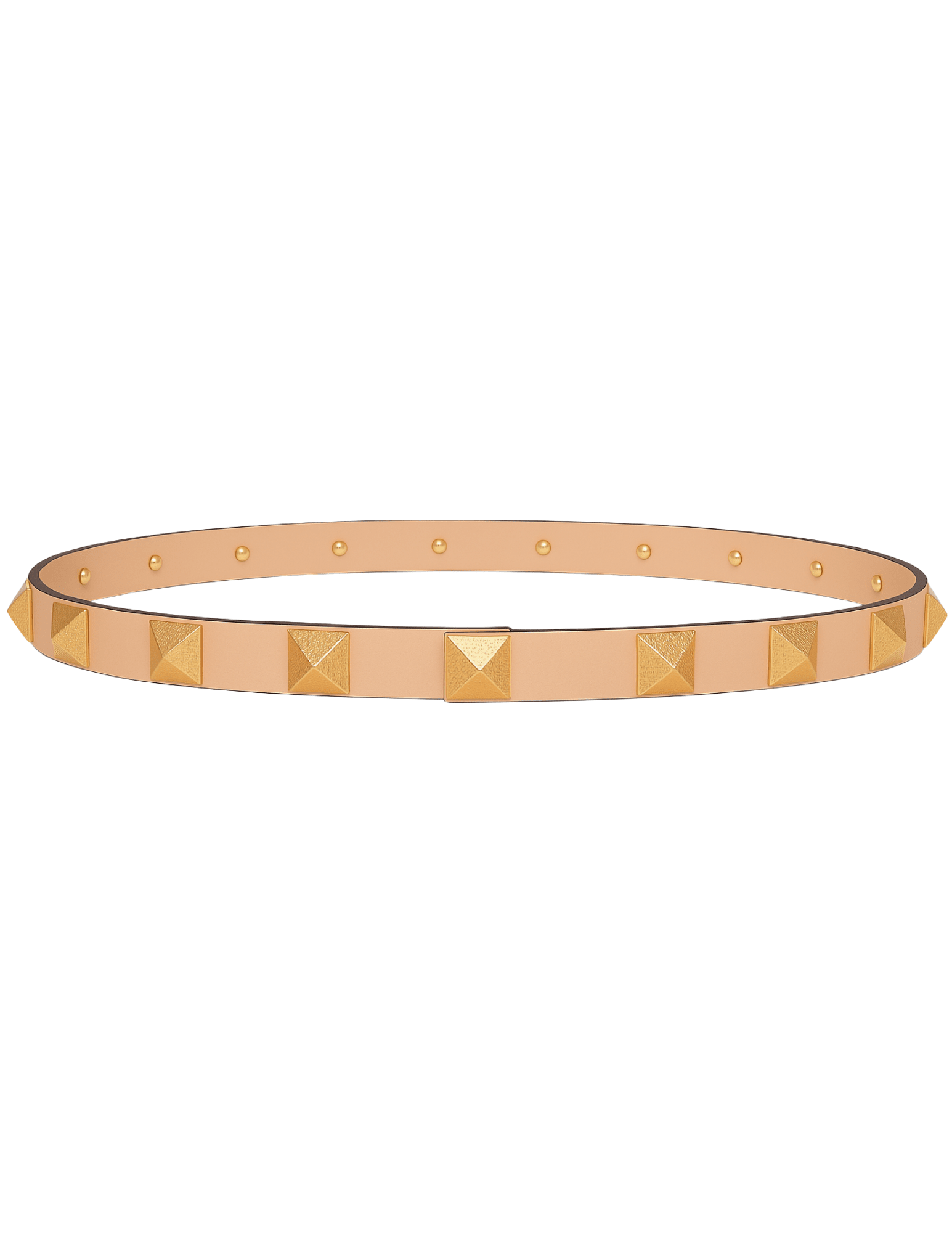 Steven Dann studded leather belt in nude with gold tone studs designer accessory