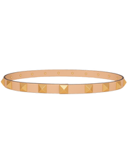 Steven Dann studded leather belt in nude with gold tone studs designer accessory