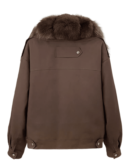 Back view of Steven Dann Tiffany Down Jacket in Coffee