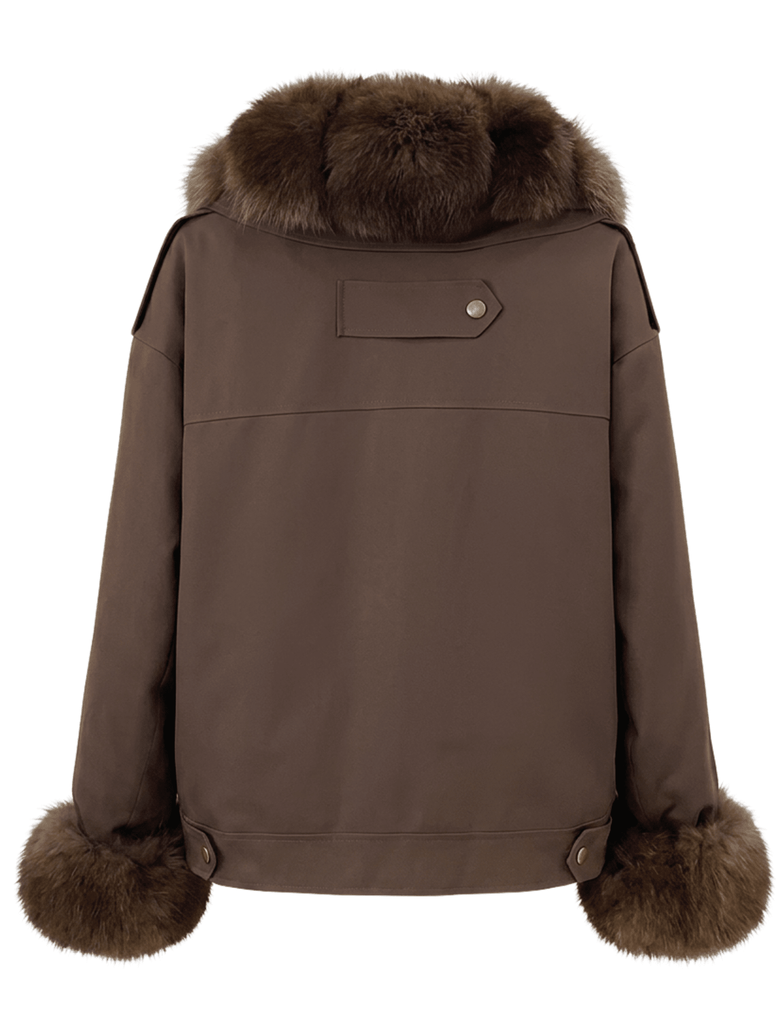 Steven Dann Valerie Fox Collar Down Jacket in Coffee back view