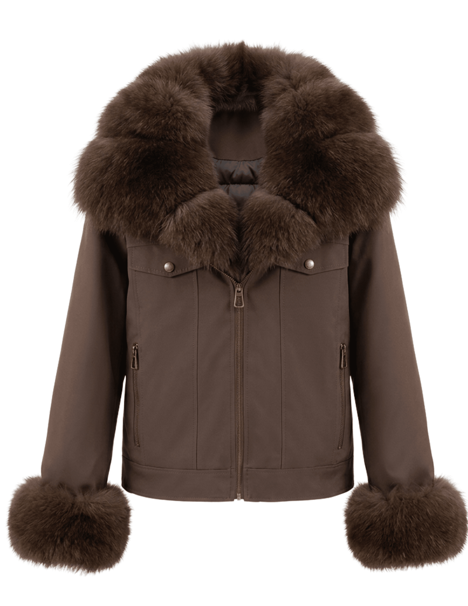 Steven Dann Valerie Fox Collar Down Jacket Coffee closed