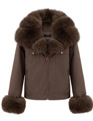 Steven Dann Valerie Fox Collar Down Jacket Coffee closed