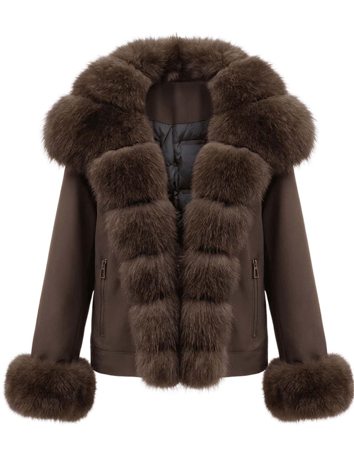 Steven Dann Valerie Fox Collar Down Jacket Coffee
