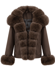 Steven Dann Valerie Fox Collar Down Jacket Coffee