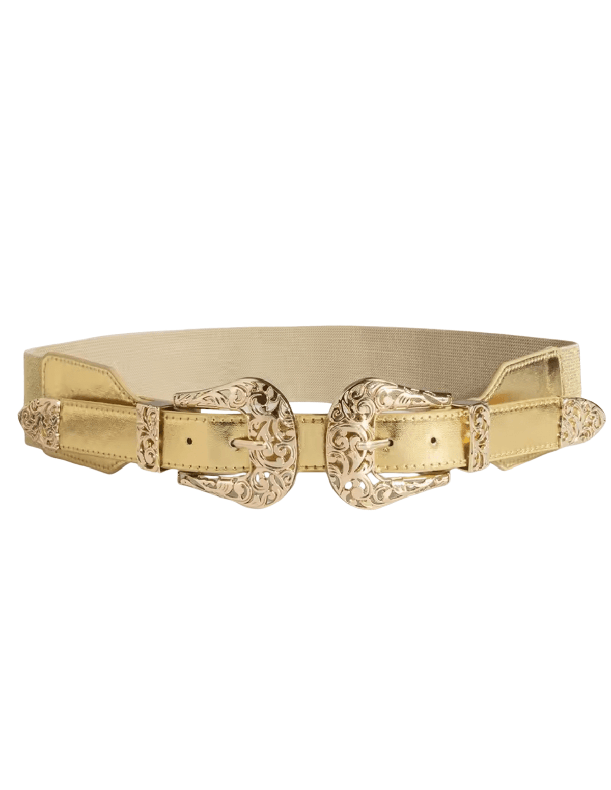 ustin Blaze Double Buckle Stretch Belt in gold