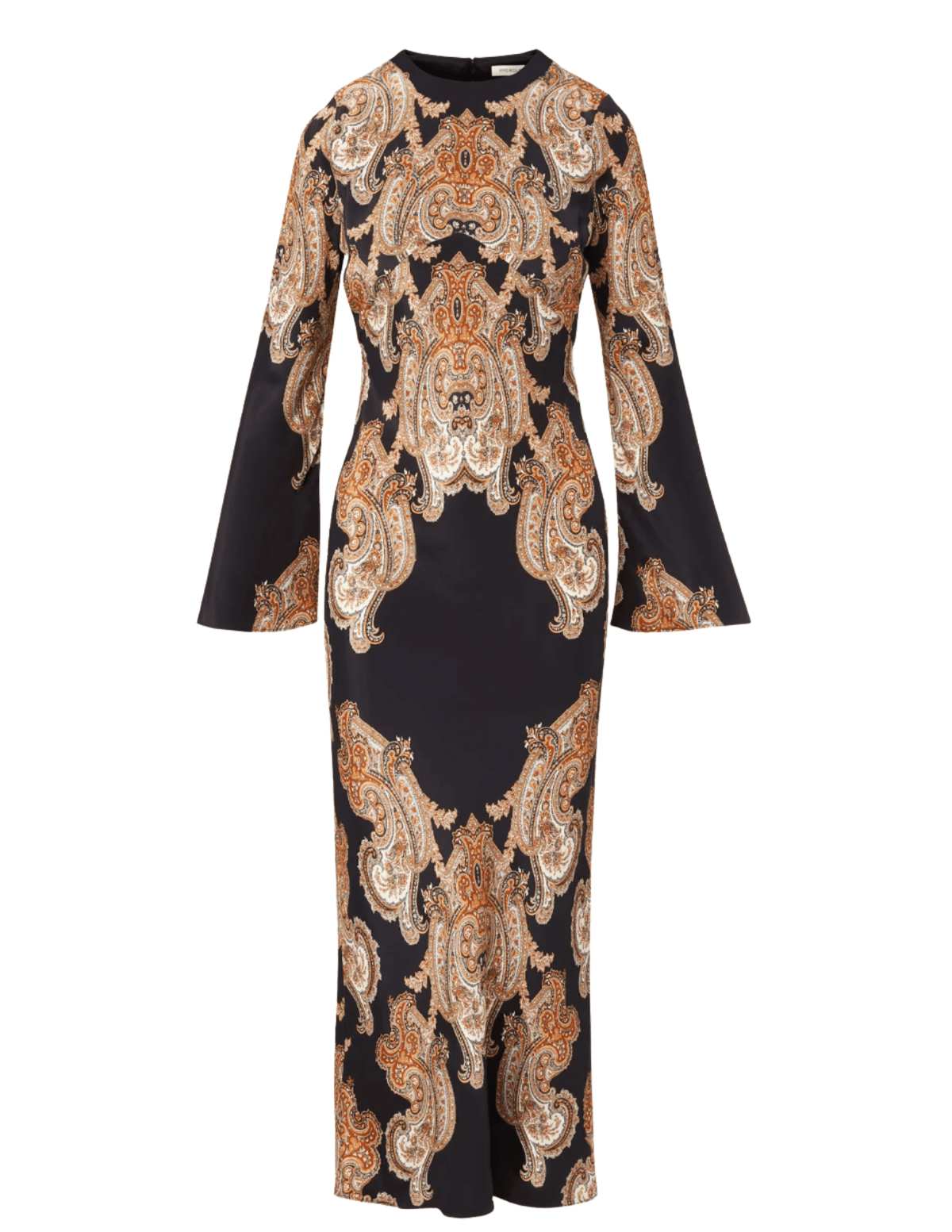 Veronica Beard Lupita Long Sleeve Midi Dress in black multi paisley print