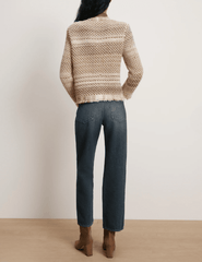 Veronica Beard Sariyah Knit Collarless Jacket in desert khaki multi