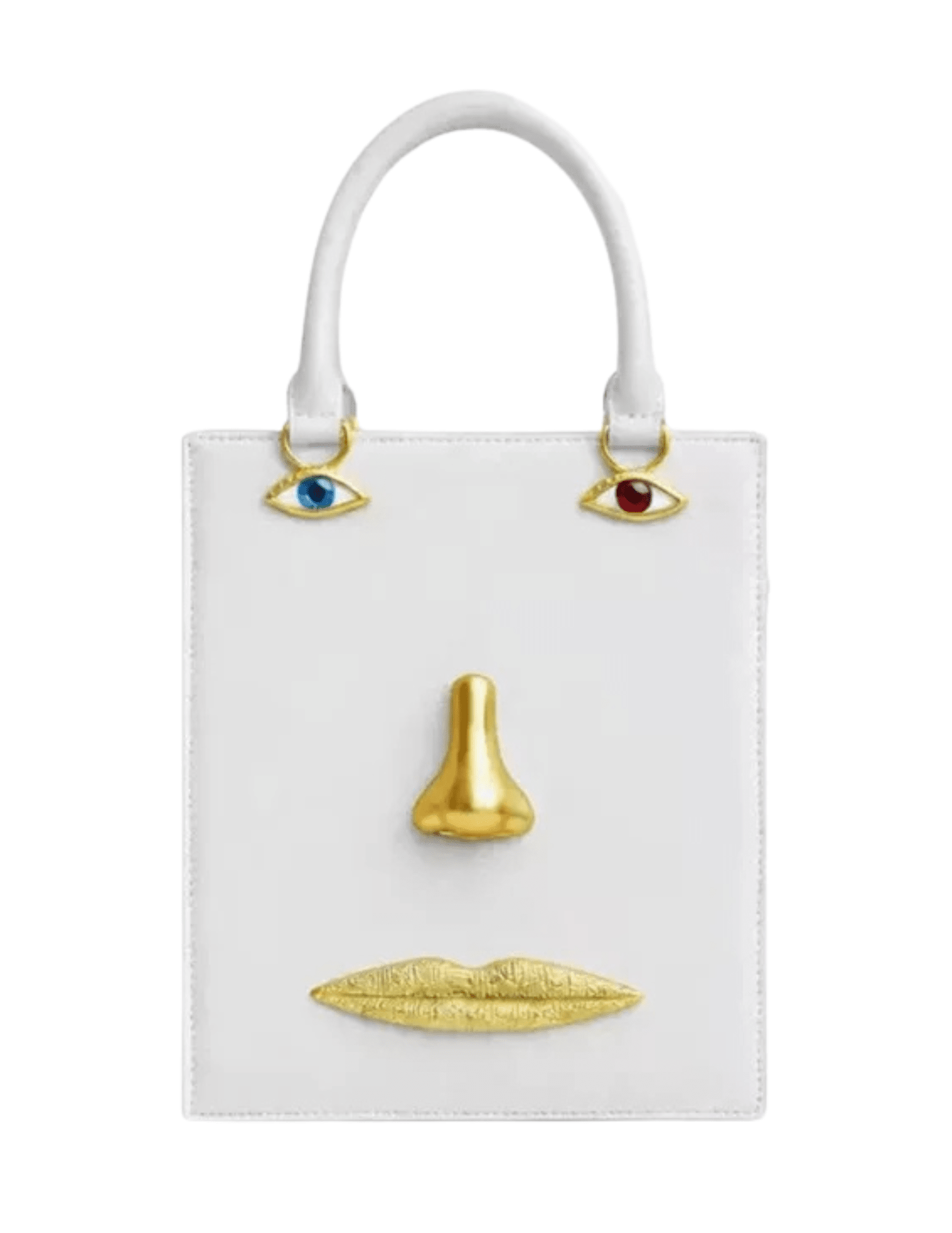 MAISON VERROU Celeste Face Leather Handbag in White
