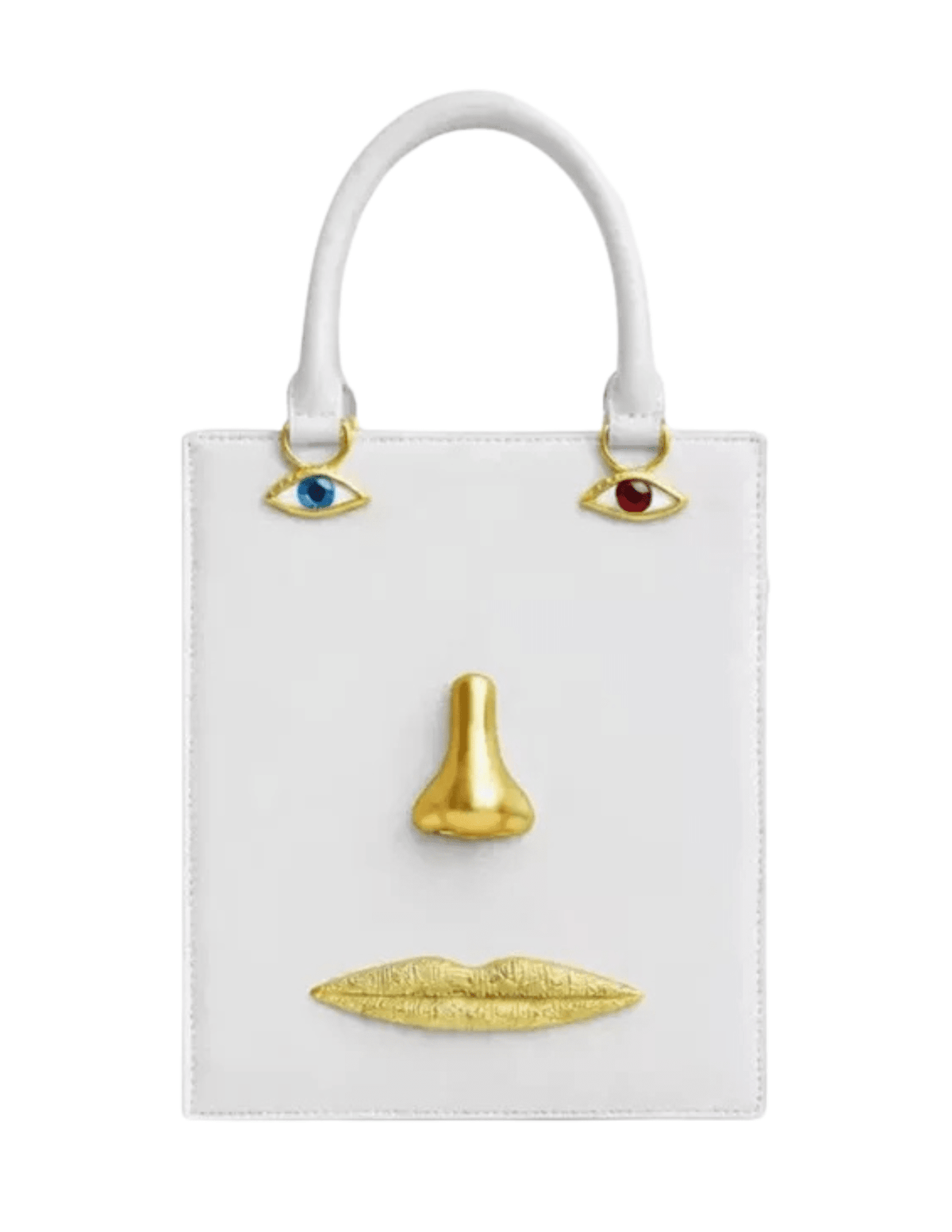 MAISON VERROU Celeste Face Leather Handbag in White