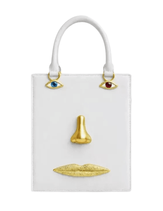 MAISON VERROU Celeste Face Leather Handbag in White